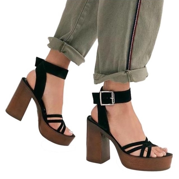 Free People Shoes - Free People Laney Suede Platform Block Heel Sandals